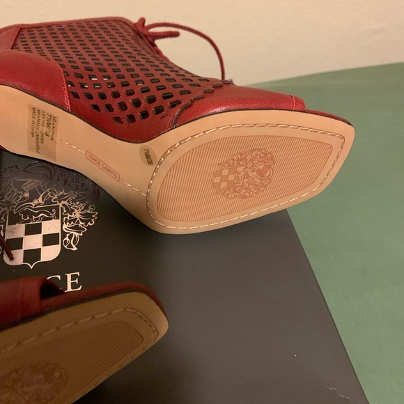 Red laced up open toe bootie. 2 years I’ve had. Maybe subject to inside shedding - Picture 5 of 5